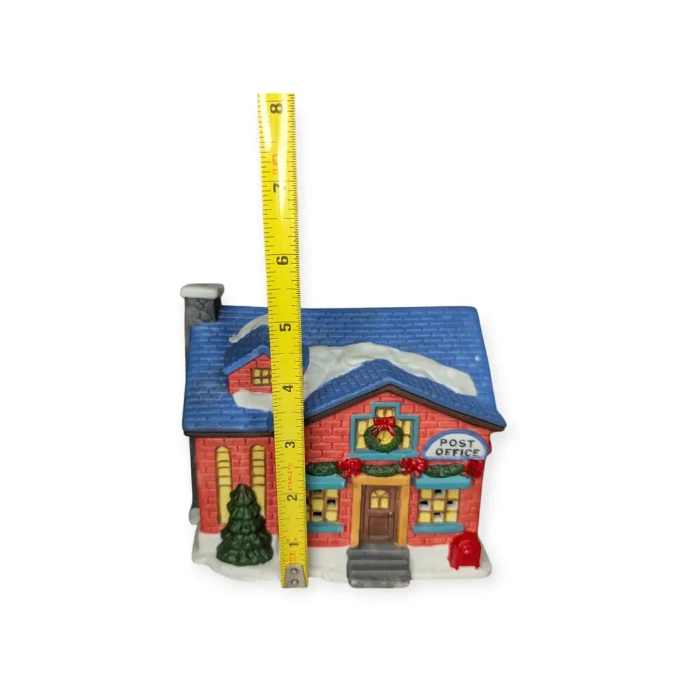 Grandeur Noel Ceramic Christmas Village Post Office Elementary School Set W/Box